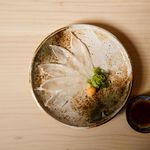 Mako Garei (marble flounder) sashimi with grated spicy radish<br>
